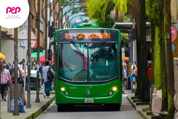 Publicidad en medios de transporte masivo Bus de transporte público verde