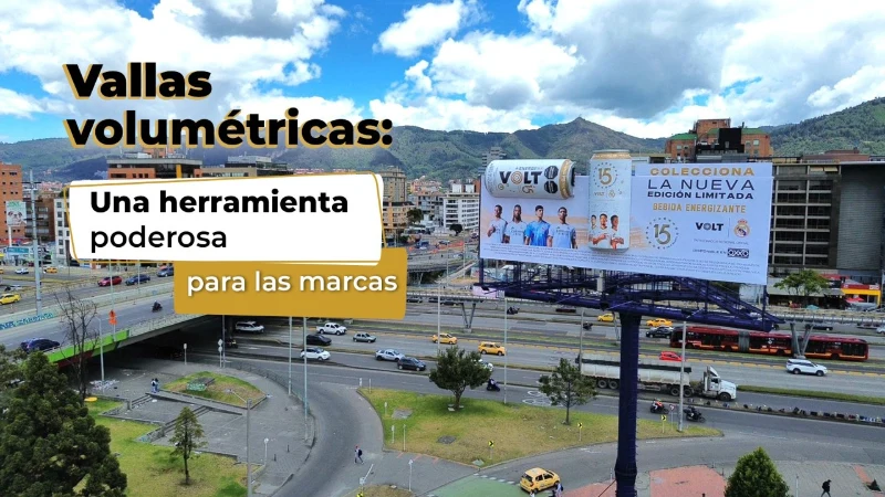 Ejemplo de valla publicitaria 3D con volumen físico y efecto visual