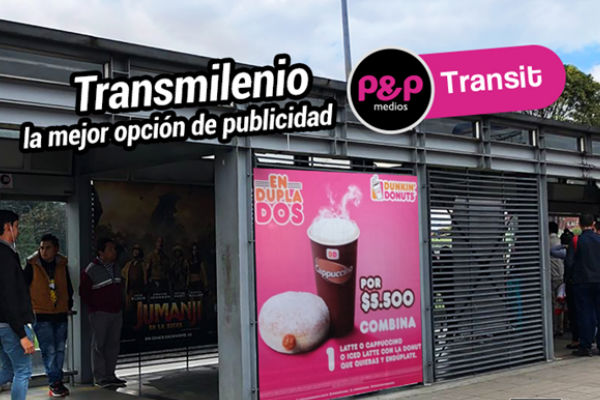 Publicita en el sistema de transporte masivo de Bogotá.